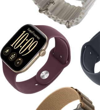 สายสำหรับ Apple Watch Series 11 ได้แก่ สายแบบ Sport Band สีม่วงควันหมอก, สายแบบ Ocean Band สีน้ำเงินแองเคอร์บลู, สายแบบ Alpine Loop สีฟ้าอ่อน