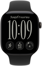 Apple Watch Series 12, ตัวเรือนอะลูมิเนียม, สีดำ, หน้าปัดนาฬิกางานศิลปะที่ปรับเปลี่ยนได้เอง, สายแบบ Sport Band, สีดำ