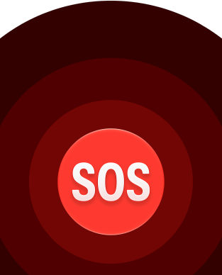 ไอคอน SOS ฉุกเฉิน, วงกลมสีแดงที่ซ้อนกันหลายชั้นซึ่งมีตัวอักษร SOS สีขาวอยู่ตรงกลาง