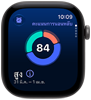 Apple Watch Series 12, ตัวเรือนอะลูมิเนียม, สีเทาสเปซเกรย์, กราฟวงกลมคะแนนการนอนหลับ, ภายนอกด้านขวา, Digital Crown