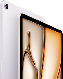 iPad Air, สีม่วง, ภายนอกด้านหน้า, ภายนอกด้านหลัง, กล้องหลังไวด์ 12MP ที่มุมบนซ้าย