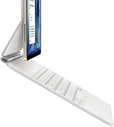 iPad Air, สีสตาร์ไลท์, ติดเข้ากับ Magic Keyboard, สีขาว, ภายนอกด้านข้าง
