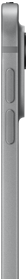 ตัวเครื่องภายนอกด้านข้างของ iPad Pro สีเงิน แสดงให้เห็นตัวเครื่องอะลูมิเนียมที่บางเฉียบ ปุ่มปรับระดับเสียง และระบบกล้องระดับโปร