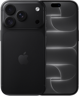 iPhone 18 Pro, ภายนอกด้านหลัง, สีดำ, ระบบกล้อง Pro Fusion ที่ด้านบน, โลโก้ Apple อยู่ตรงกลาง, ภายนอกด้านหน้า, ดีไซน์แบบหน้าจอทั้งหมด