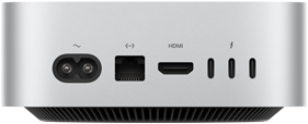 Mac mini, ด้านหลัง, ช่องต่อปลั๊กไฟ, พอร์ต Ethernet, พอร์ต HDMI, Thunderbolt จำนวน 3 พอร์ต