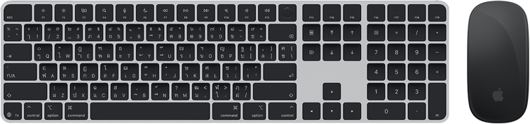 มุมมองด้านบนของ Magic Keyboard พร้อม Touch ID และ Magic Mouse